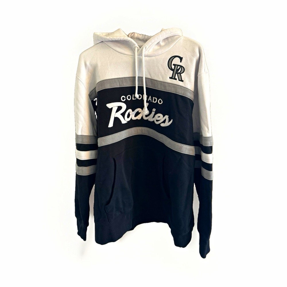 Mitchell & Ness Colorado Rockies MLB Pullover Hoodie 2XL Black White Gray